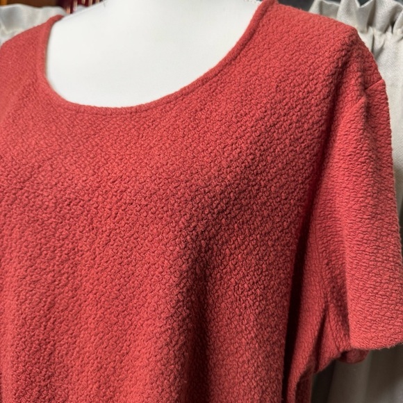 Rust Colored Relaxed Tie Front Short Sleeve Blouse 3X - Picture 3 of 9